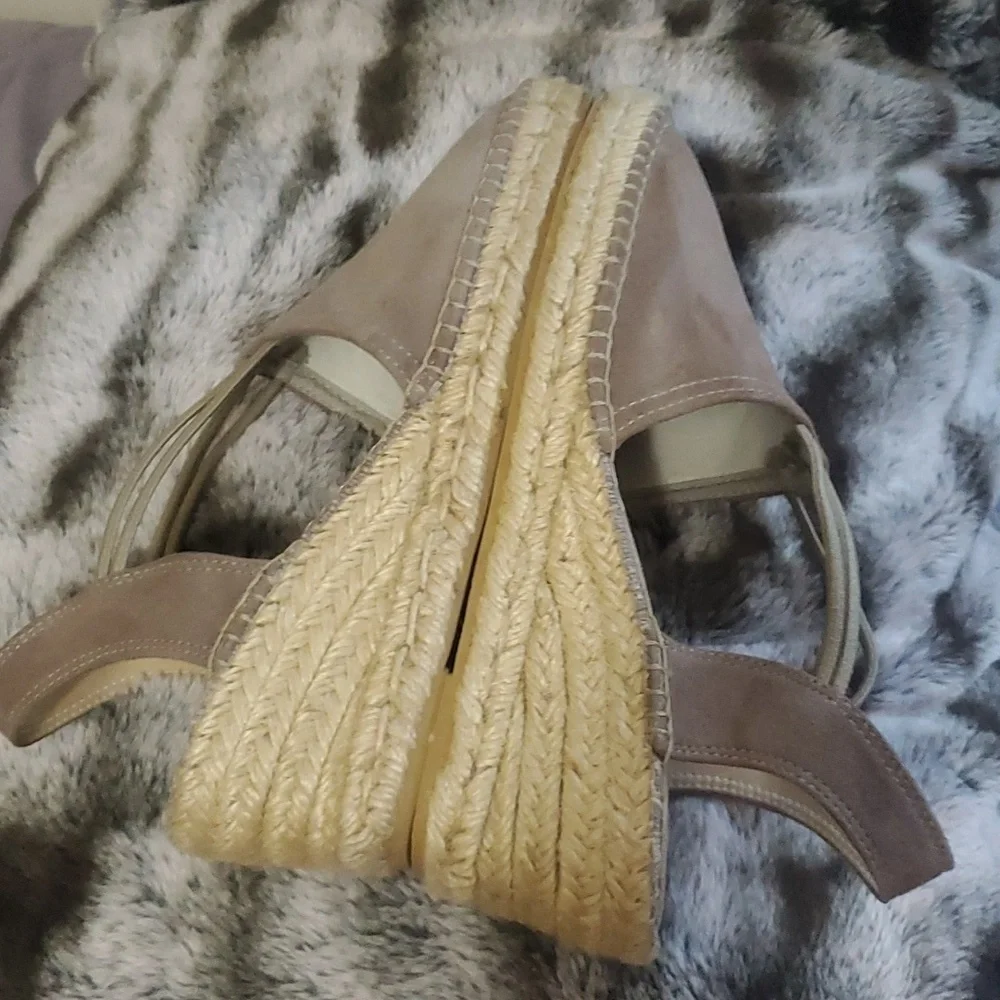 Toni Pons Origens Nuria Suede Espadrilles Elastic Straps Beige Sz 39
